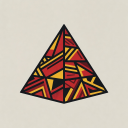 Retro Japanese style bold geometric pyramid icon